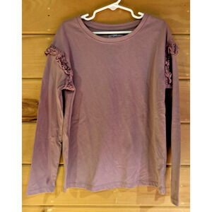 Cat & Jack Long Sleeve Shirt size L large 10/12 - Light Plum/Purple/Ruffle